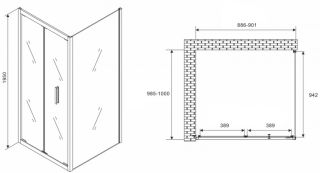 Душевой уголок ABBER Sonnenstrand 90x100см чёрный AG07090B-S100B