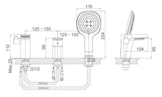 Смеситель на борт ванны DQ Berlin Steinbeis белый/хром DA1434216