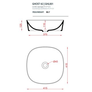 Раковина ArtCeram Ghost GHL001 01 00 белая 41 см
