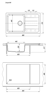 Кухонная мойка Florentina Специя 860 серый шёлк