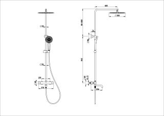 Душевая стойка Wonzon & Woghand WW-88739903-BGM с термостатом тёмный графит