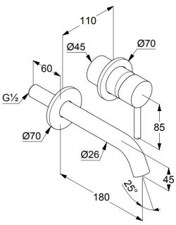 Встраиваемый смеситель для раковины Kludi Bozz чёрный матовый 382443976