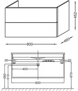 Тумба под раковину Jacob Delafon VOX EB2078-R1-N18