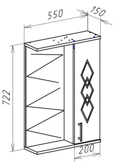 Зеркало-шкаф с подсветкой Bellezza Элеганс 55см правый белый 00000004894
