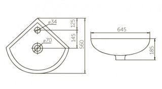 Мебельная раковина Rosa Элегия угловая 46см белый SD-00000460