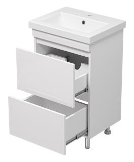 Напольная тумба под раковину Misty Енисей 50см с двумя ящиками белый