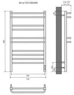 Электрический полотенцесушитель Aquatek Бетта AQ EL KRC1090BL П10 50x90см чёрный муар