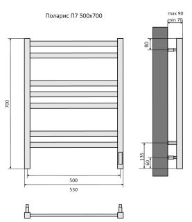 Электрический полотенцесушитель Aquatek Поларис AQ EL KO0770CH П7 50x70см хром