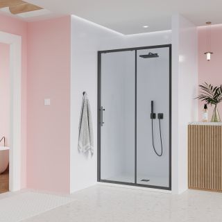 Душевая дверь Veconi Evo 100 GR, 1800x1950, графит брашинг, стекло прозрачное