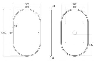 Зеркало с холодной подсветкой Art&Max Bari 70x120см серый матовый AM-Bar-700-1200-DS-F