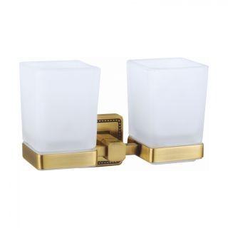 Два стакана для зубных щеток с держателем Wonzon & Woghand Roma WW-7228 бронза