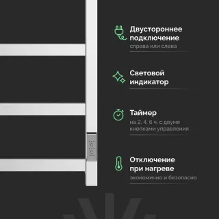 Полотенцесушитель электрический EWRIKA Пенелопа KV7 4657812418484 100х50, хром