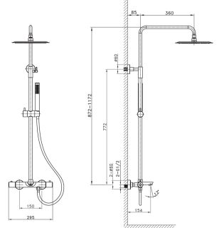 Душевая стойка Raiber Graceful RP-007 с термостатом хром