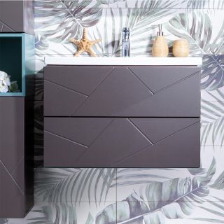 Тумба под раковину Бриклаер Кристалл 4627125414527 70 см ясень анкор темный/графит