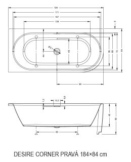 Акриловая ванна Riho Desire Corner Velvet Sparkle System Fall B087009220 R 184x84см с аэромассажем заполнение через перелив чёрный матовый/белый матовый