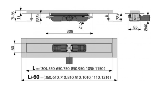 Душевой лоток AlcaPlast Low с порогами для перфорированной решетки 75см хром APZ101-750