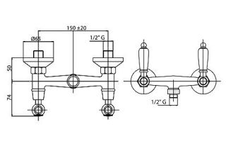 Смеситель для душа, золото Cezares FIRST-DS-03/24-Bi