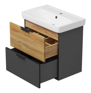 Подвесная тумба под раковину Misty Форест 60см дуб Вотан/антрацит