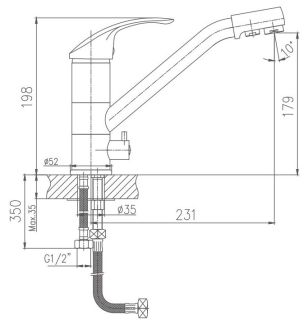 Смеситель для кухни Haiba HB4321-5 с подключением фильтра питьевой воды сатин