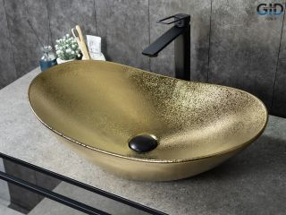 Раковина Gid Gd9811 53340 накладная золотая 61x37x15