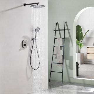 Душевой комплект Black&White Gravity 9201GM с термостатом оружейная сталь