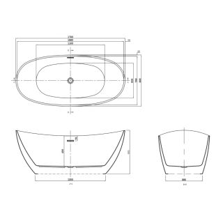 Акриловая ванна Azario GLASGOW GLA16778MB 1700х800х665
