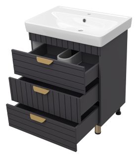 Напольная тумба под раковину Brevita Gloster GLOS-06070-48-2 70см графит