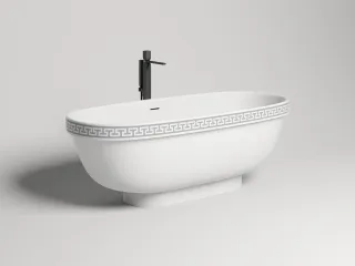 Ванна из искусственного камня Salini Greca Meander S-Stone 103021M 180x80см белый матовый