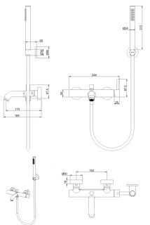 Смеситель для ванны Grocenberg GB8099BL Чёрный матовый