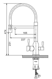 Смеситель для кухни Raglo R81.63.05 с подключением фильтра сатин