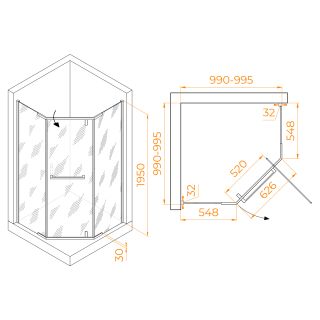 Душевой уголок RGW HO-081B 350608100-24 100x100см чёрный