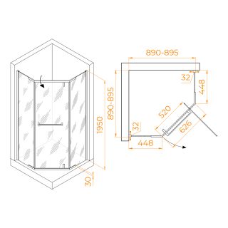 Душевой уголок RGW HO-081 350608199-11 90x90см хром