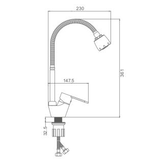 Смеситель для кухни Prohanss P64.47 с гибким изливом и режимом душ хром