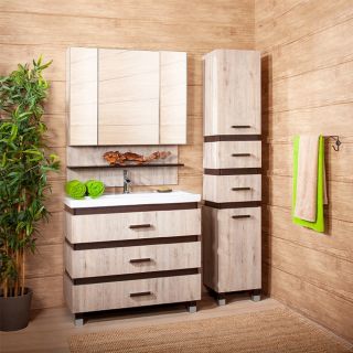 Зеркальный шкаф Бриклаер Техас 4620750416102 100 см кантри/венге