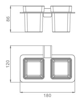 Стакан для ванной комнаты Raglo R301.08.06 двойной чёрный