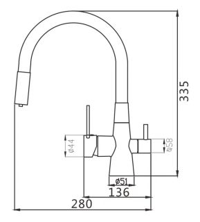 Смеситель для кухни Shevanik S668 с подключением фильтра серый/хром