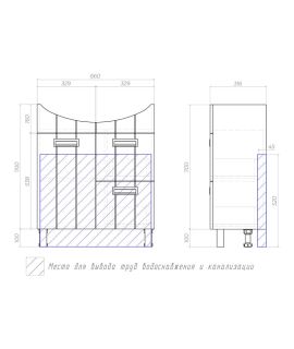 Тумба под раковину напольная Vigo Diana tn.DIA.BAL.70.1D.2Y 70 см белый