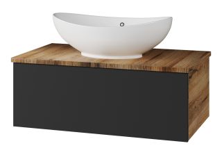 Подвесная тумба под раковину Misty Ива 80см графит/дуб Вотан