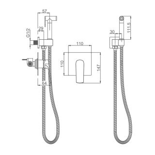 Гигиенический душ со смесителем Splenka S30.53.09 графит