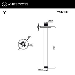 Кронштейн душевой потолочный WHITECROSS Y1321GM оружейная сталь
