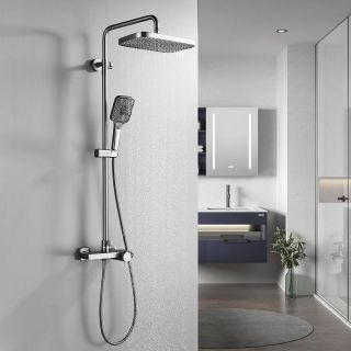 Душевая стойка Rose R1896T-6 с термостатом пепельный