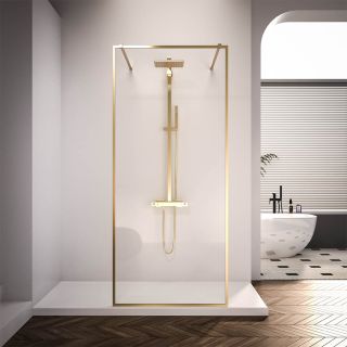 Душевая перегородка Veconi Korato KR-90G, 1000x2000, брашированное золото, прозрачное