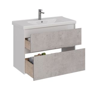 Тумба под раковину Lemark Combi LM03C100T-Beton 100 см белый глянец