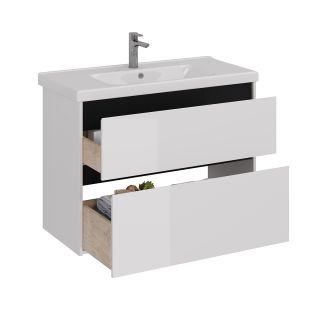 Тумба под раковину Lemark Combi LM03C100T-black 100 см белый глянец черный