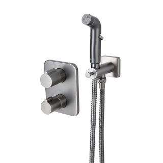 Гигиенический душ со смесителем Lemark Bronx LM3740GM термостатический графит