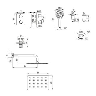 Душевой комплект Lemark Bronx LM3749GM с термостатом графит