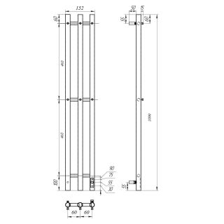 Полотенцесушитель электрический APEXTERMO Luna LN10112GF 1100x120 с крючками графит металлик