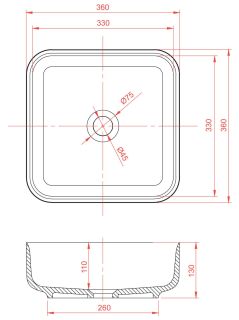 Раковина Montebianco Loreto Piazza 12018 36см белый