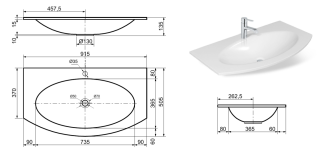 Раковина Эстет Malta silk ФР-00014945 91см белый