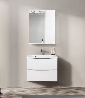 Зеркальный шкаф BelBagno с подсветкой правосторонний 60x75см Bianco Lucido MARINO-SPC-600/750-1A-BL-P-R